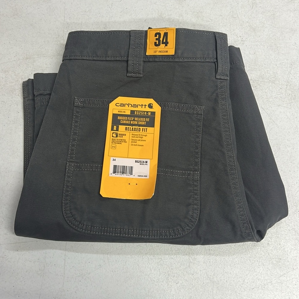 Carhartt Men's Rugged Flex Relaxed Fit Canvas Work Short Size 34 Gravel NWT - Picture 8 of 8